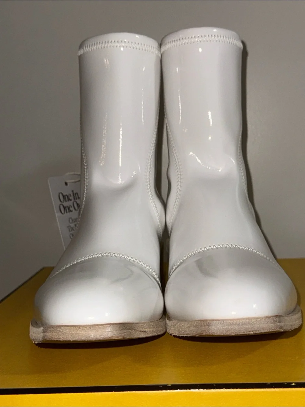 Fendi White Patent Leather Ankle Booties